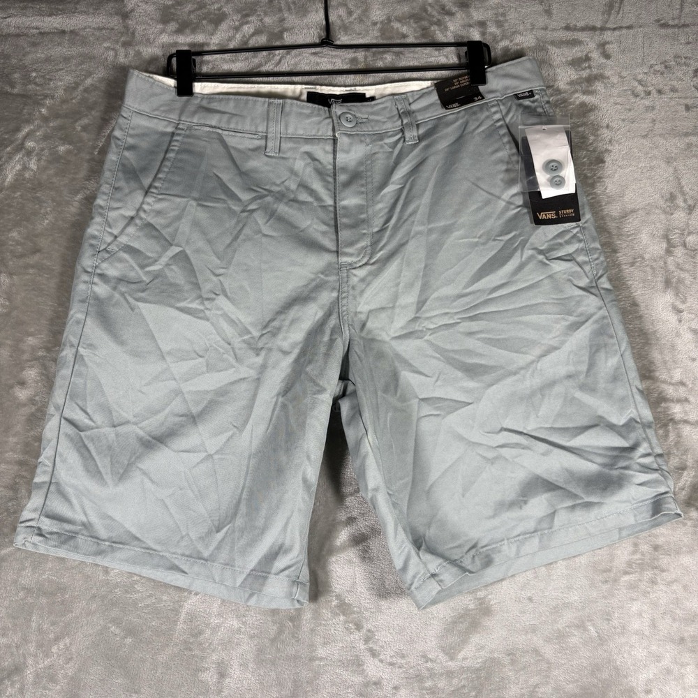 Vans Mens Sturdy Stitch Shorts 34 Reg Light Gray Teal Skater Surfer Classic NWT